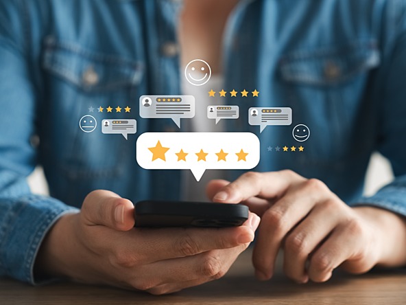 Man reading online reviews